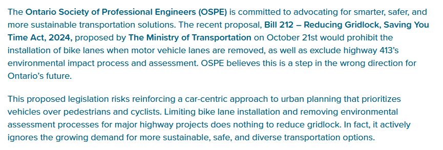 This proposed legislation risks reinforcing a car-centric approach to urban planning that prioritizes vehicles over pedestrians and cyclists. Limiting bike lane installation and removing environmental assessment processes for major highway projects does nothing to reduce gridlock. In fact, it actively ignores the growing demand for more sustainable, safe, and diverse transportation options. 
