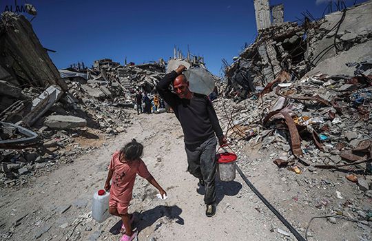 People in Gaza collect water