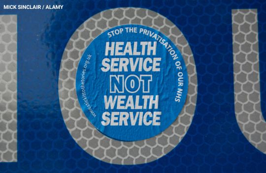 Health service, not wealth service, sticker