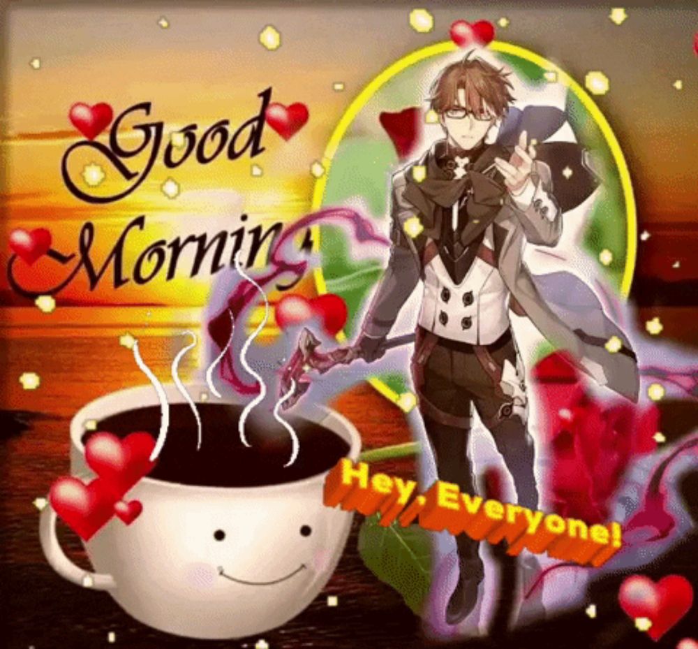 a good morning greeting card with a cup of coffee