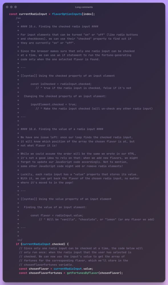 Code for the digital pack, long comments version
