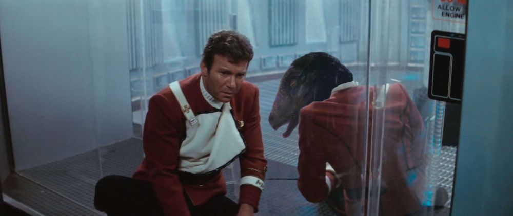 Image is of Admiral James T. Kirk slumped beside the irradiated corpse of his best friend, the VFX and Chill raptor having just completed the KobayHashi Maru scenario.