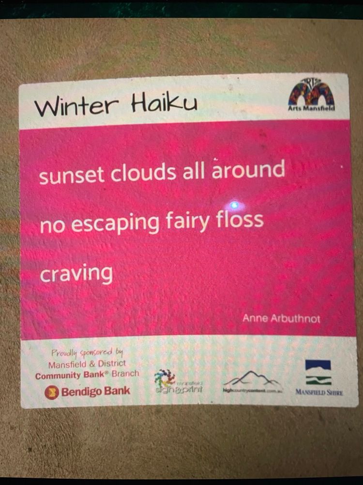 The last of the quartet of my winning Haiku 
“sunset clouds all around
no escaping fairy floss
craving”