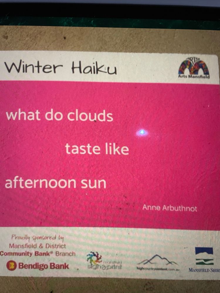 Another of my winning Haiku 
“what do clouds 
taste like
afternoon sun”