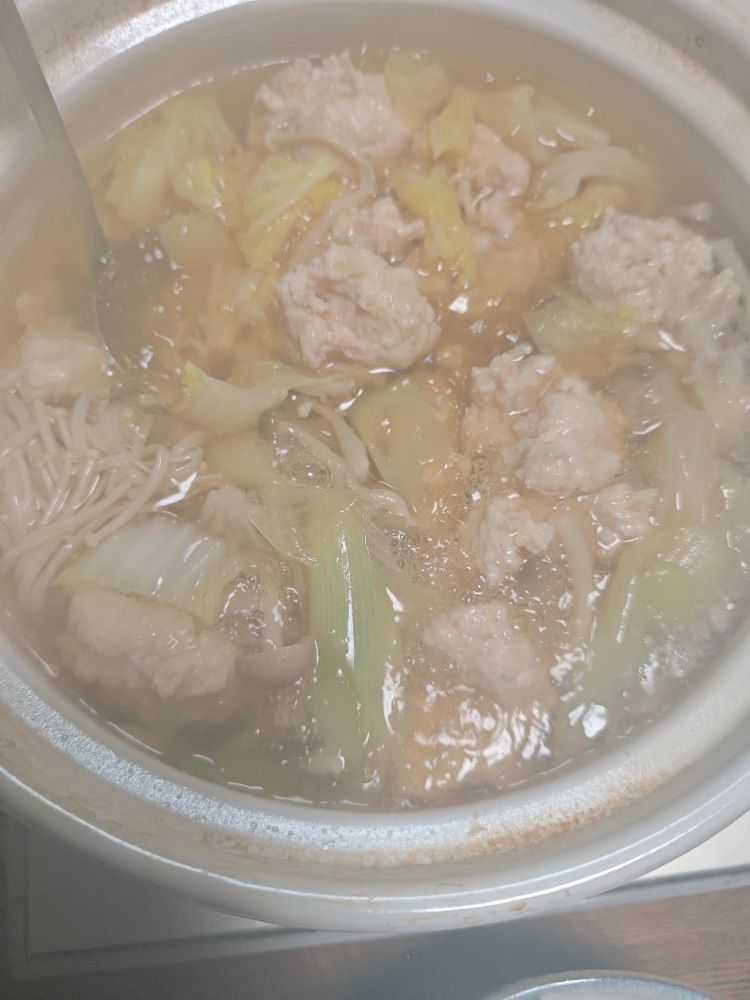 鶏つくね鍋！ちょっと曇った