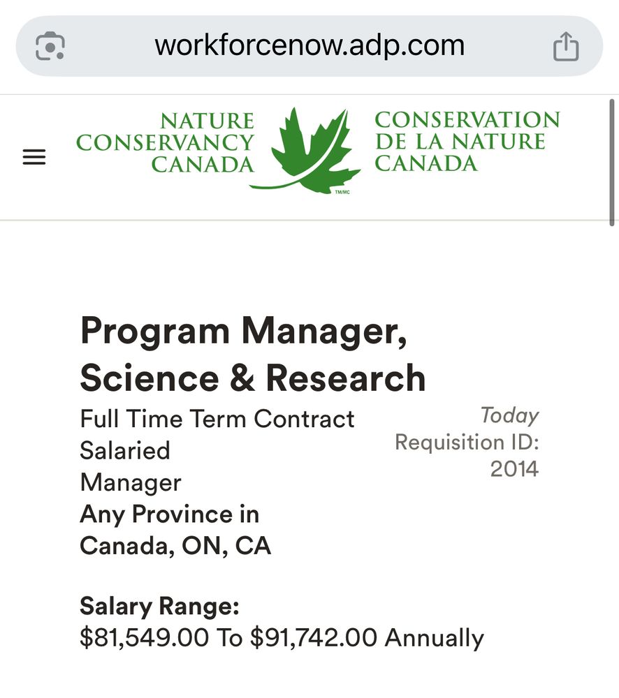 Screenshot of the top part of job ad 