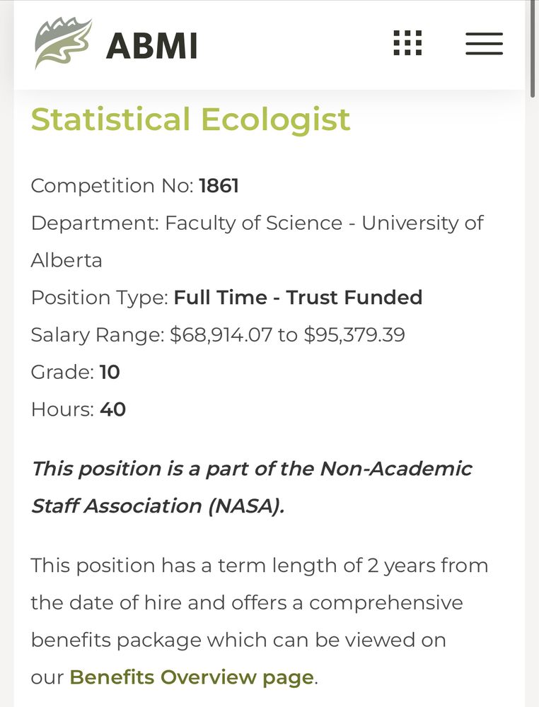 Screenshot of first part of job ad which has the summary of job posting number, department, salary, etc. The same info is in the link. 