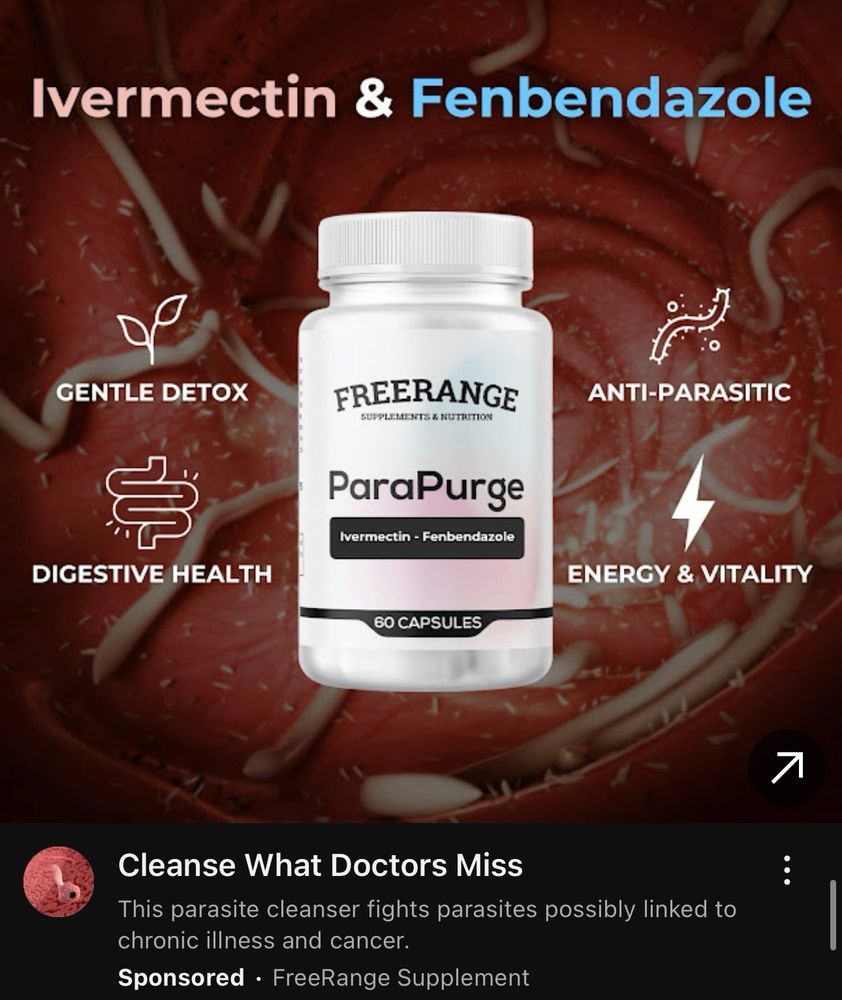 An ad for ivermectin and fenbendazole for a supposed “parasite cleanse” for humans