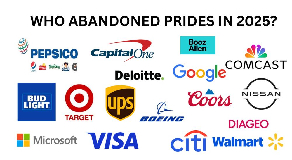 A collection of corporate logos that abandoned pride in 2025