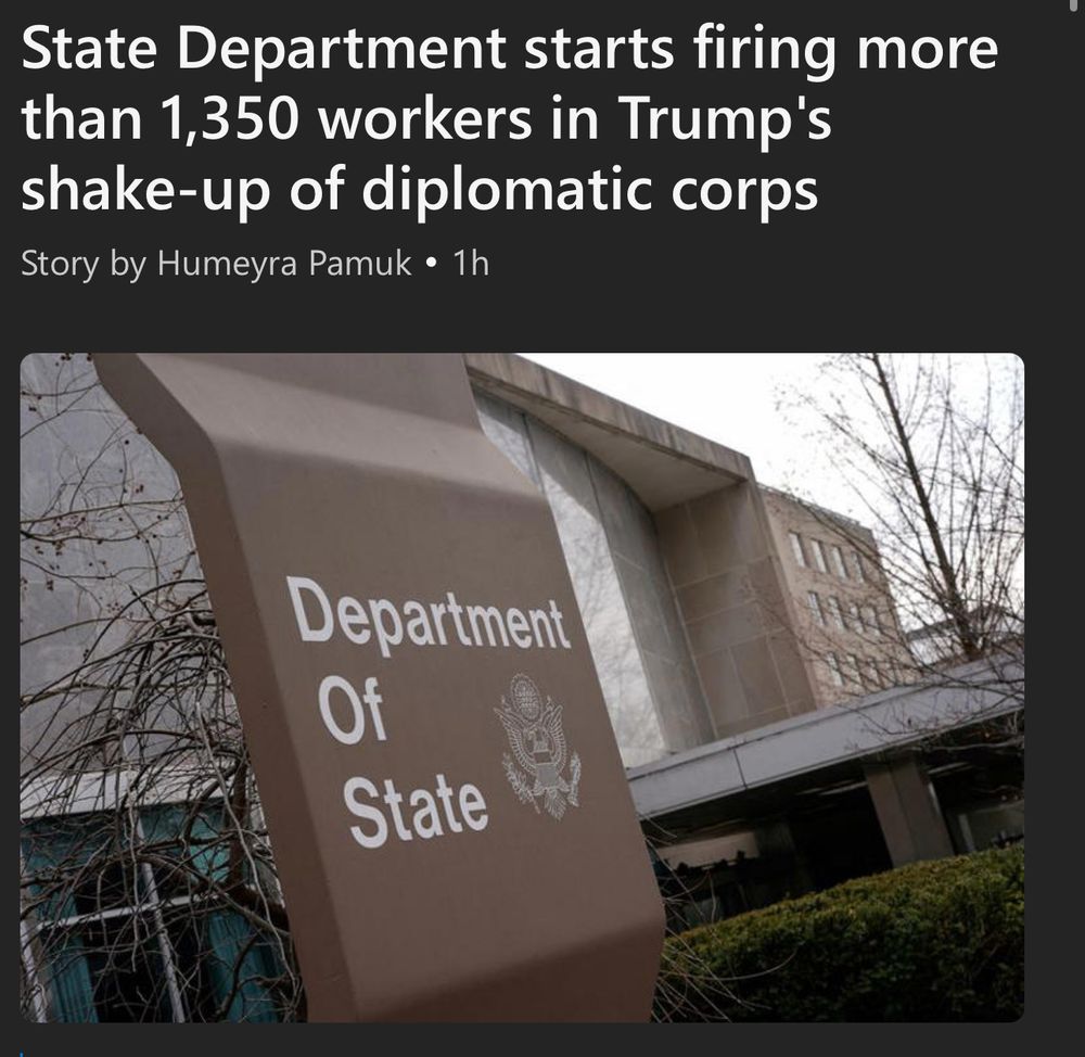 A general view of a U.S. State Department sign, on the day U.S. Secretary of State Marco Rubio meets with Hungarian Foreign Minister Peter Szijjarto, in Washington, D.C., U.S., March 4, 2025. REUTERS/Nathan Howard/File Photo