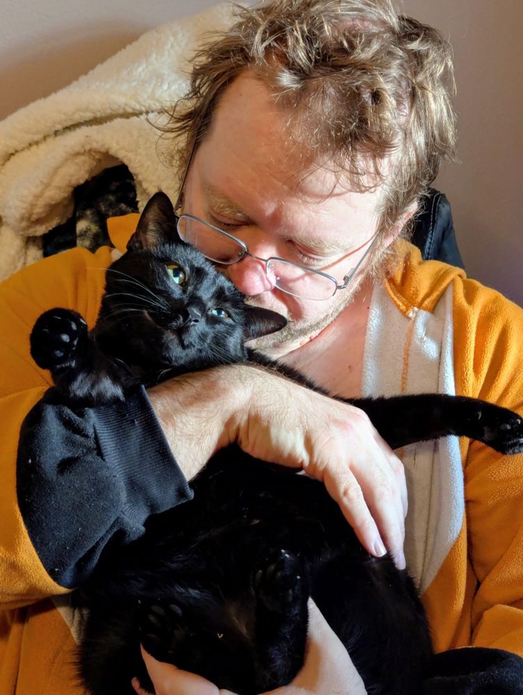 Black cat getting snuggles 