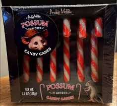 Picture of box of possum flavored candy canes
