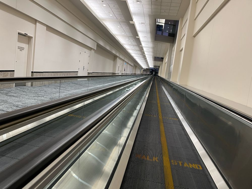 Photo of an empty airport hallway