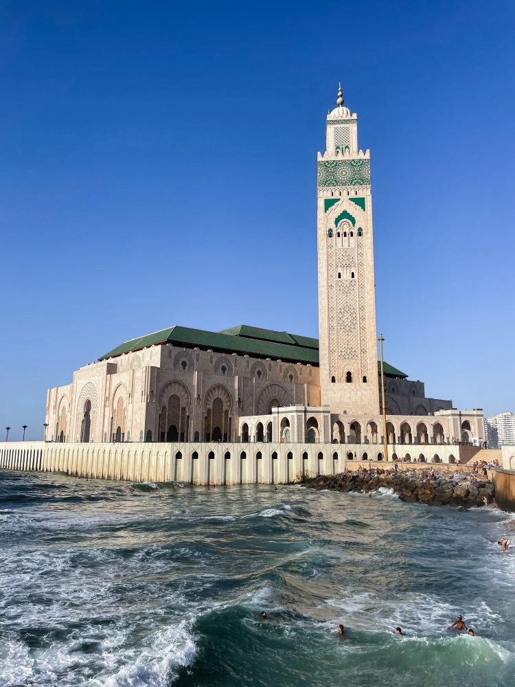 Hassan II Mosque on the shores of the Atlantic Ocean