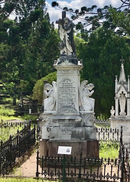3. Thomas Byrnes' monument in Toowong Cemetery, Brisbane, Queensland.