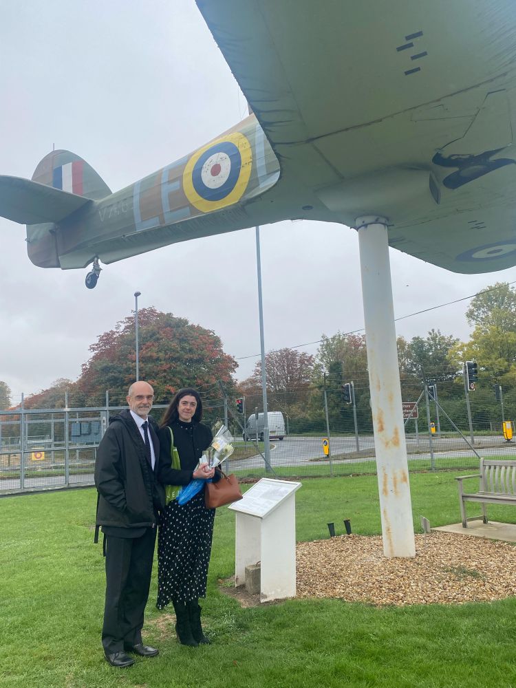 Hurricsne Gate Guardian Memorial Duxford with flowers