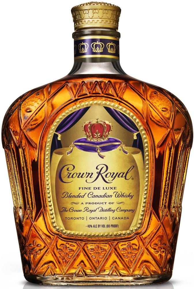 Glass bottle of Crowl Royal Blended Canadian Whiskey that tastes like that time I almost died.
