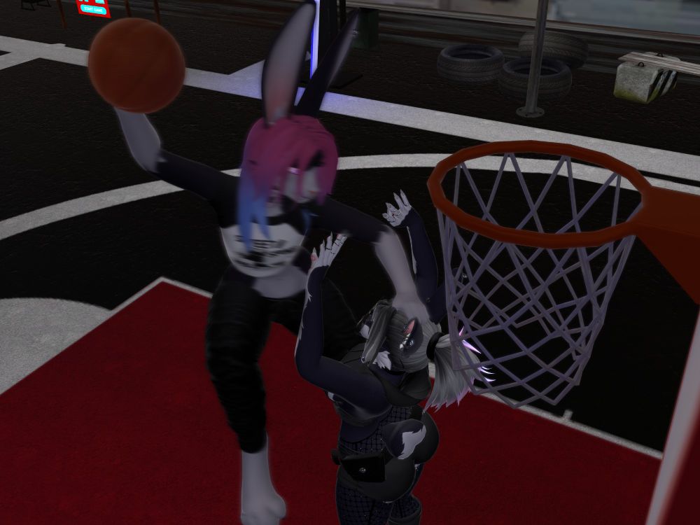 Jackie Rabbit dunkin on her older sister Andi Rabbit