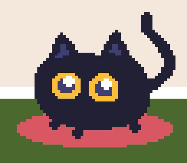 a pixelated black cat