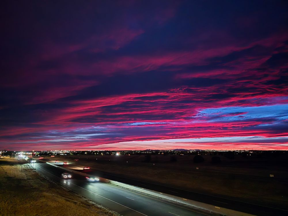 Sunset over highway