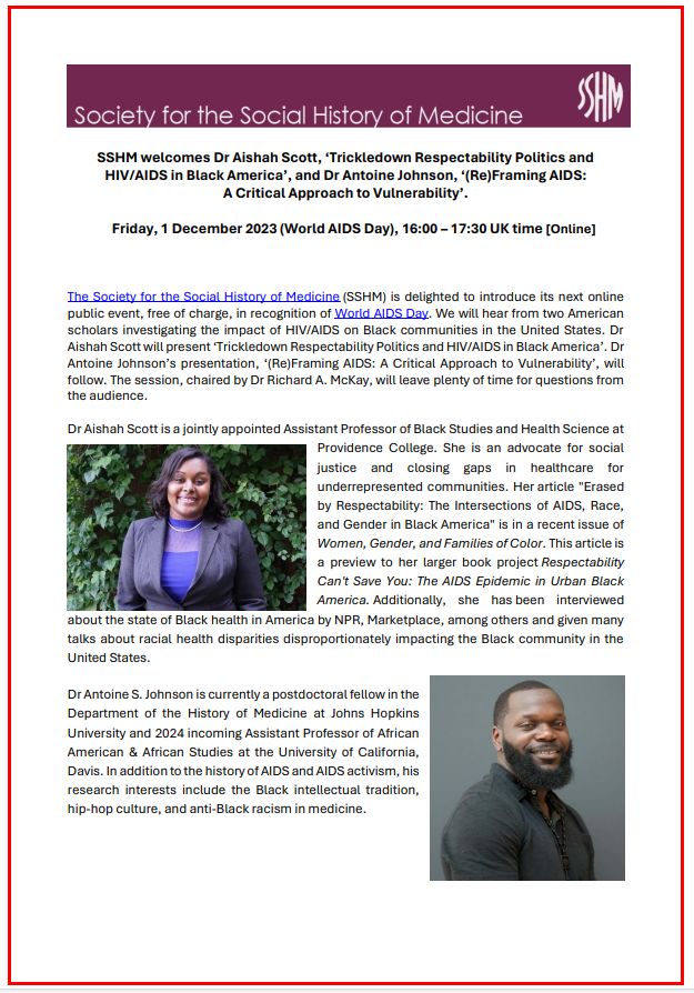 Image of a flyer for the event, it has the bios of the two speakers, full text of this can be found via the link to eventbrite