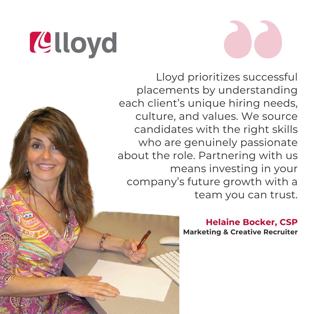Recruitment is about more than filling roles—it's about finding the right fit for your team. https://www.lloydstaffing.com/request-talent/

At Lloyd, we align with your unique hiring needs, culture, and values to source passionate candidates who drive growth and success. 💼✨

Partner with us and invest in a team you can trust. https://www.lloydstaffing.com/request-talent/
.
.
.
#RecruitmentTips #StaffingSolutions #lloydStaffing 