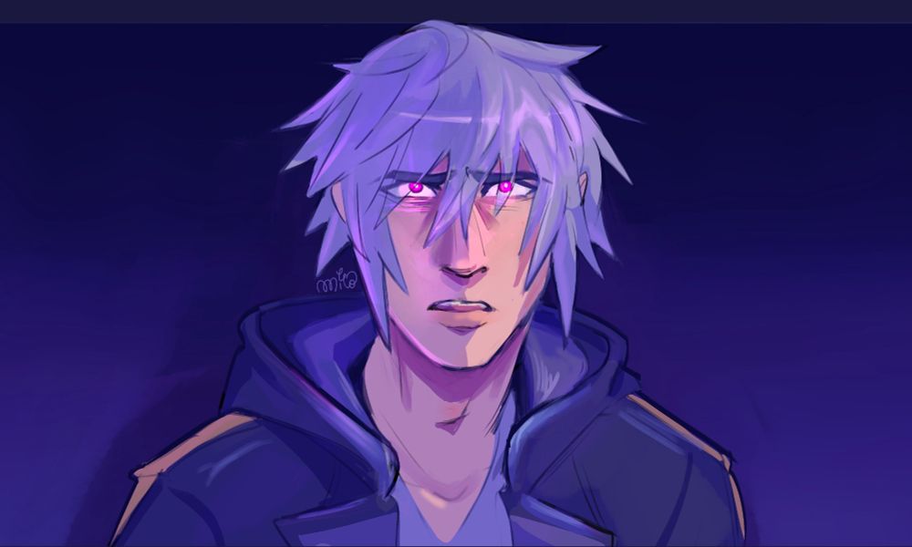 Riku looking upset, angry, and disgusted at... something >:)
His eyes glow dream eater pink.