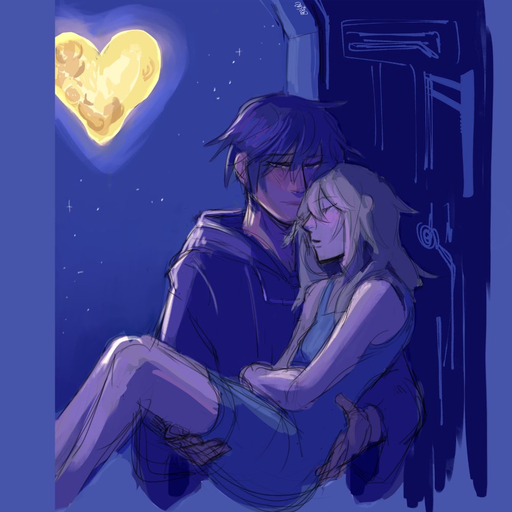 A doodle of Xion carrying Namine in the World that Never Was.