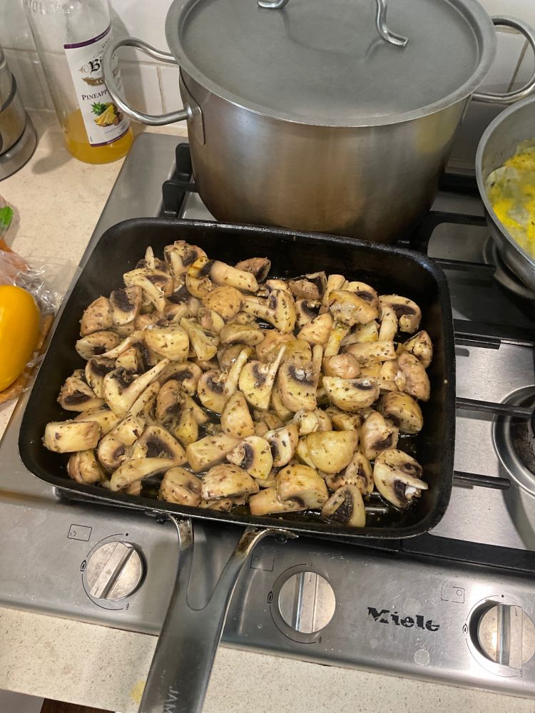 Marinated mushrooms cooking