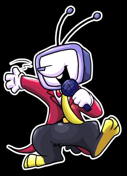 Mr. Ant Tenna from Deltarune Chapter 3 as a rabbit. He still has his tv head, but his body is that of a bunny.
