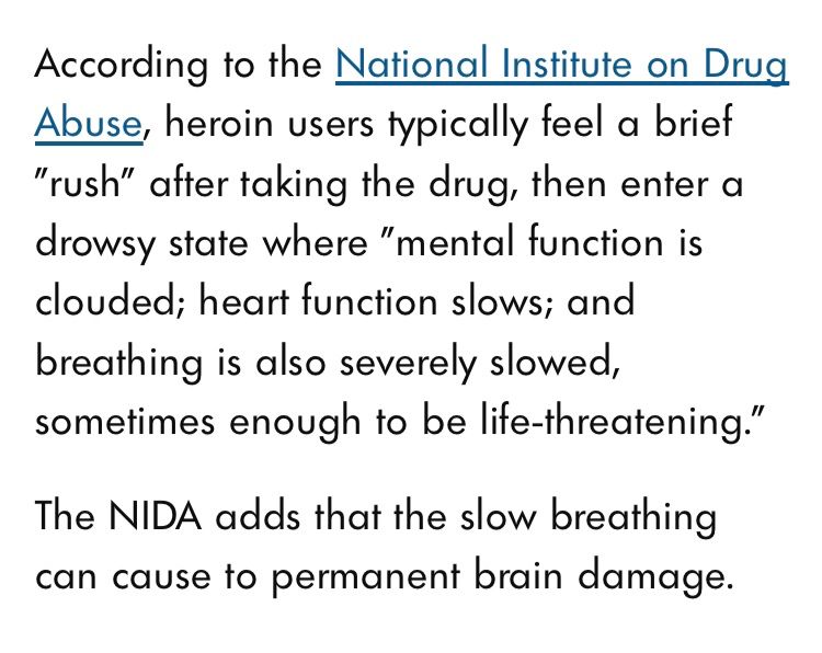 According to the National Institute on drug abuse slow breathing from long term heroin use can cause permanent brain damage. 