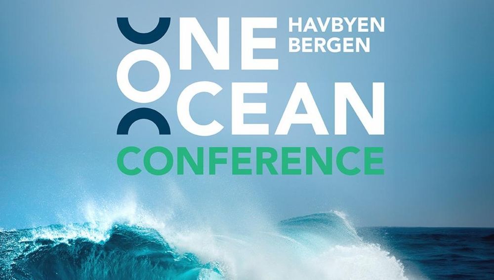 An ocean wave with the logo of the One Ocean Week Conference