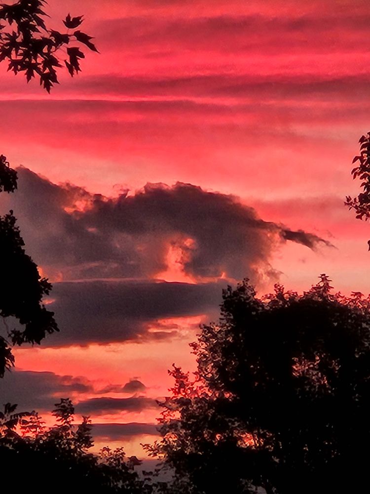 Stunningly vivid sky of shades of red, purple and orange