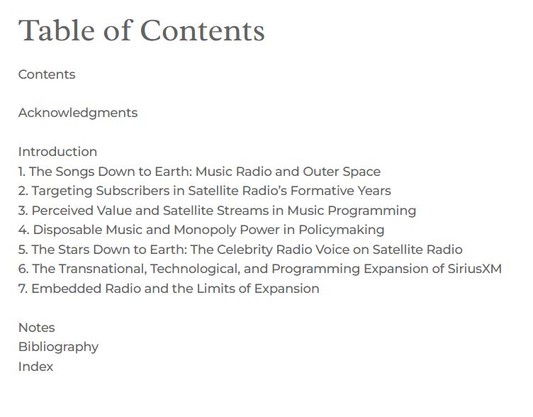Table of contents - available through link in post. 