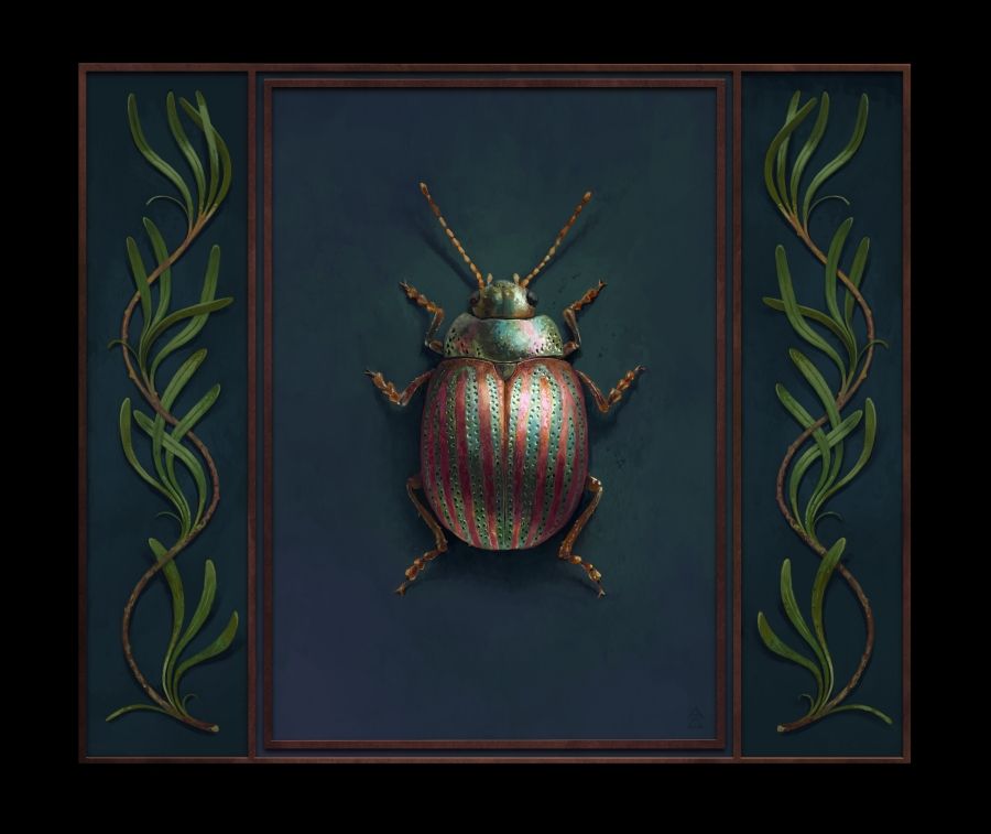 digital painting of a rosemary beetle 