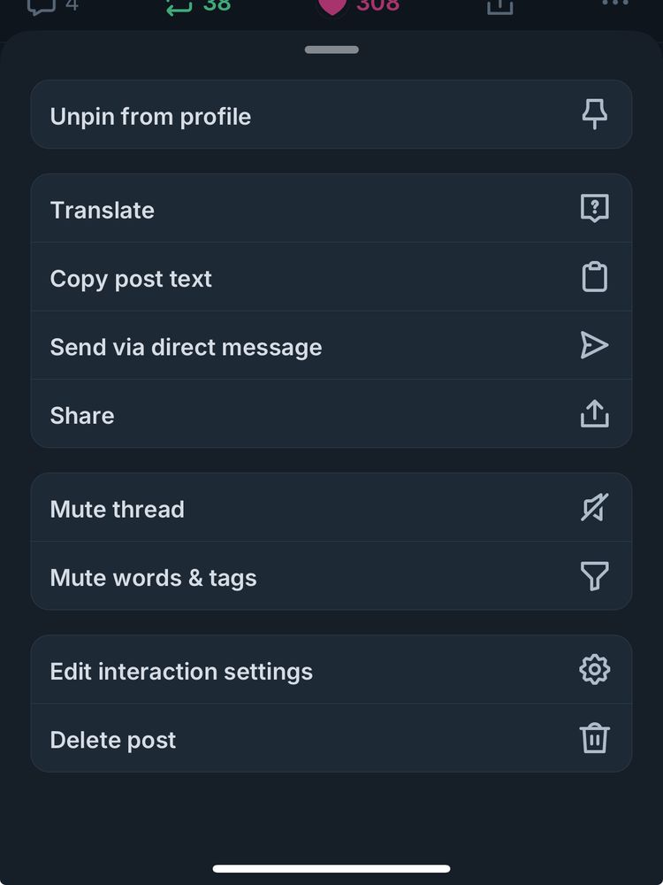 what comes up when you click on the … menu. delete post is at the very bottom