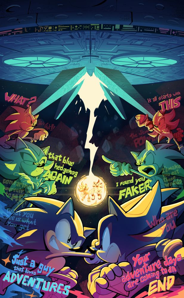 arte inspirada em sonic adventure 2, no topo o 