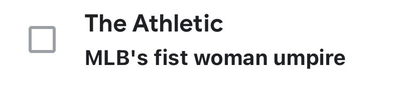 An email subject from the Athletic reads “MLB’s fist woman umpire” instead of first.