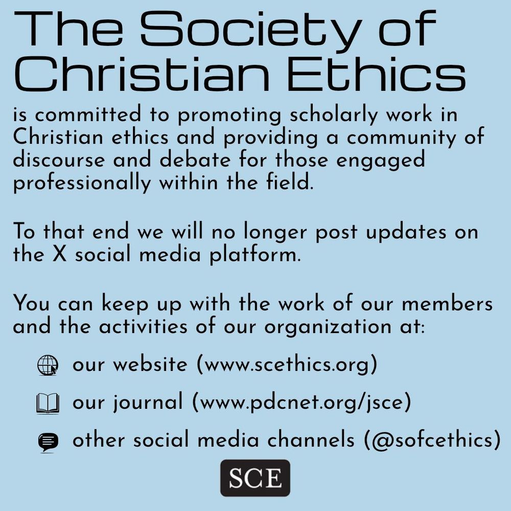 An announcement stating that the SCE will no longer post updates on the X social media platform and encouraging people to keep up with the SCE's activities through the website, journal, and other social media platforms.