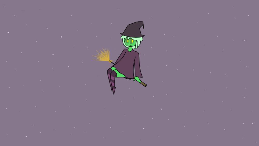 Silly Slime Witch flying in the sky