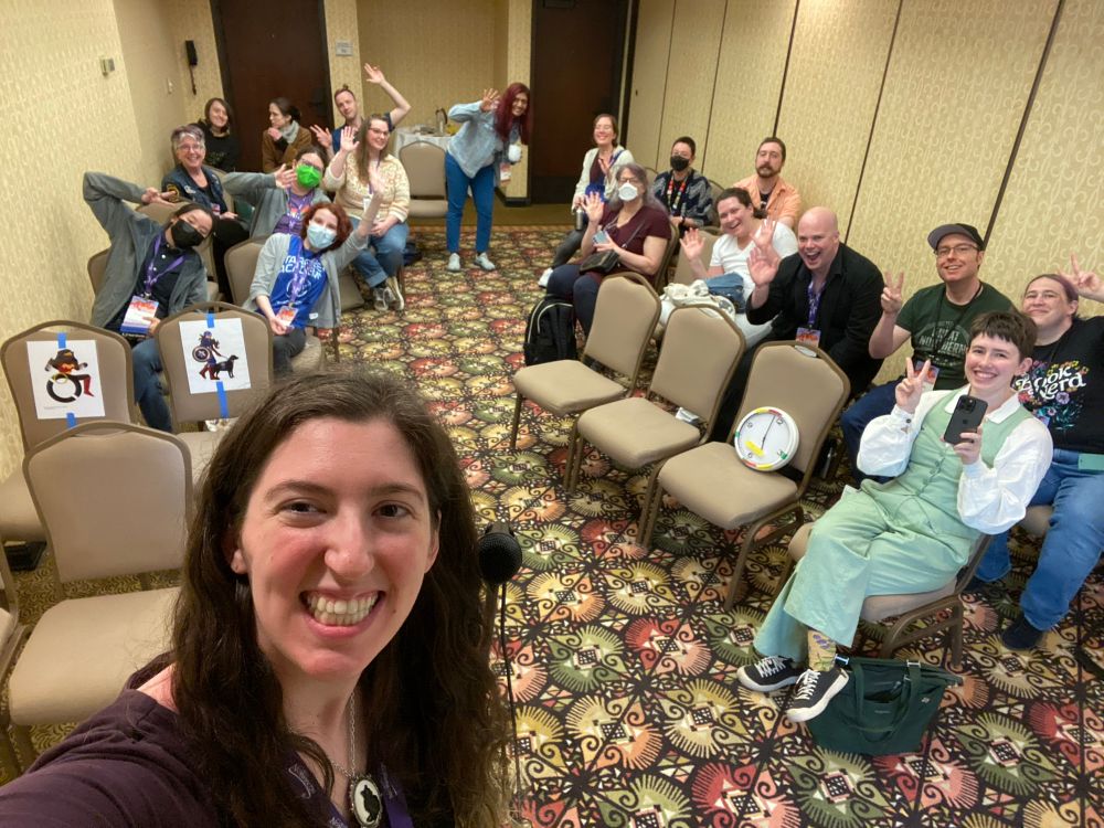 Selfie of me and attendees at my reading