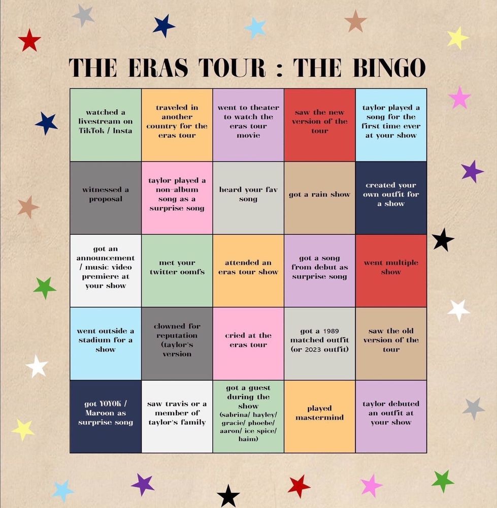 eras tour bingo empty sheet