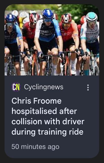 The initial report stating the Chris Froome crash had a driver involved, now changed to state that no driver was present in the incident.