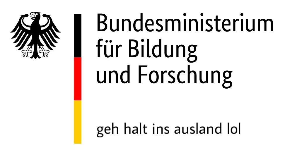 Logo des Bundersministeriums für Bildung und Forschung darunter steht “geh halt ins ausland lol”