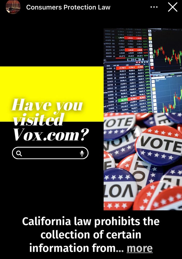 A class action lawsuit ad asking if I’ve visited vox.com