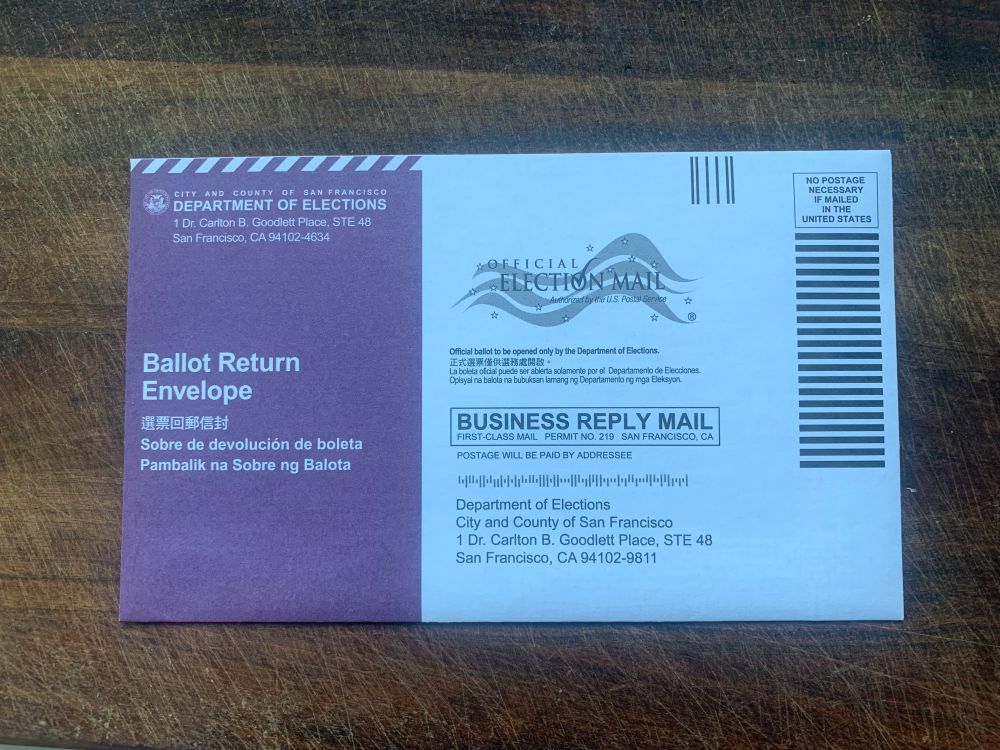 California mail in voting envelope 