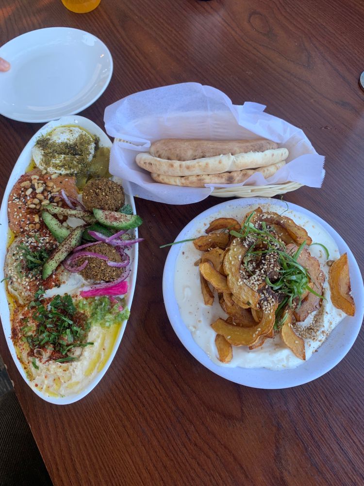 brunch is the mezzo sampler and delicata squash w/ brown butter lebna and dukkah (a bit of honey in the lebna), pita, and…