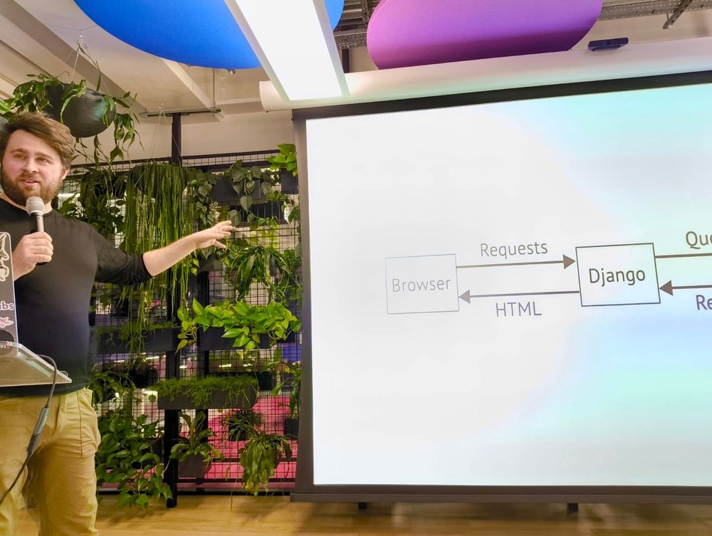 Adam Johnson presenting on Data-Oriented Django