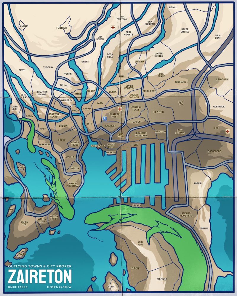 Map of the fictional city Zaireton
