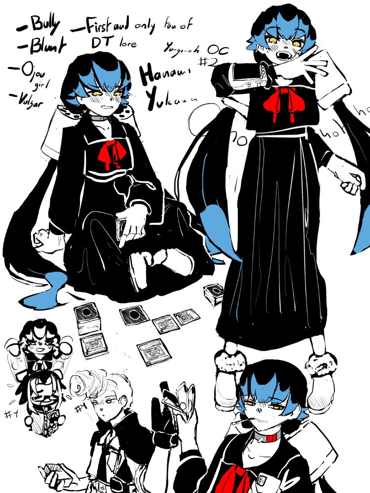 character design is my passion
made for a ygo fic that will never see the light of day probably definitely
the accesories on her twintails are actually just flowerpots